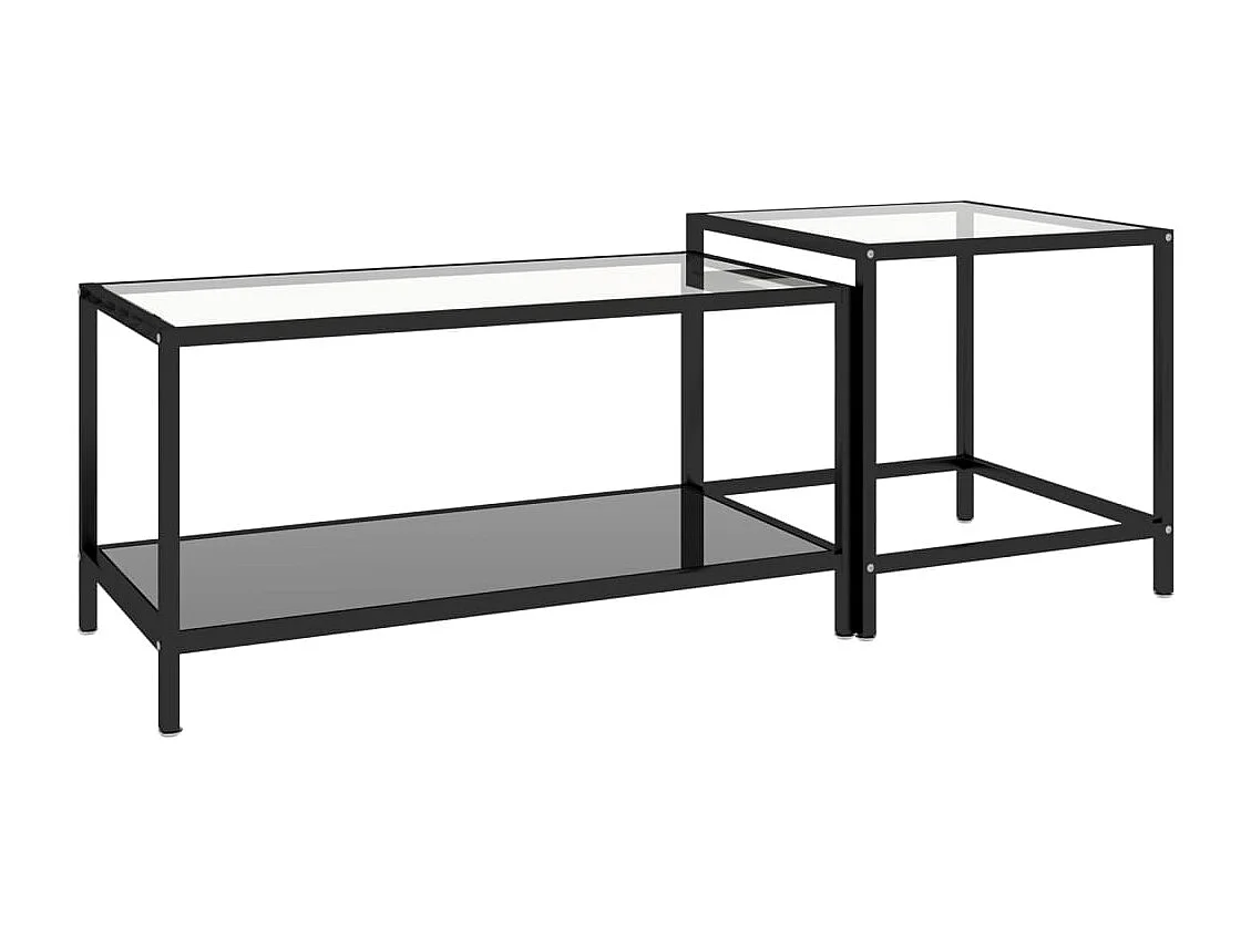 Mesita de centro 2 piezas vidrio templado negro