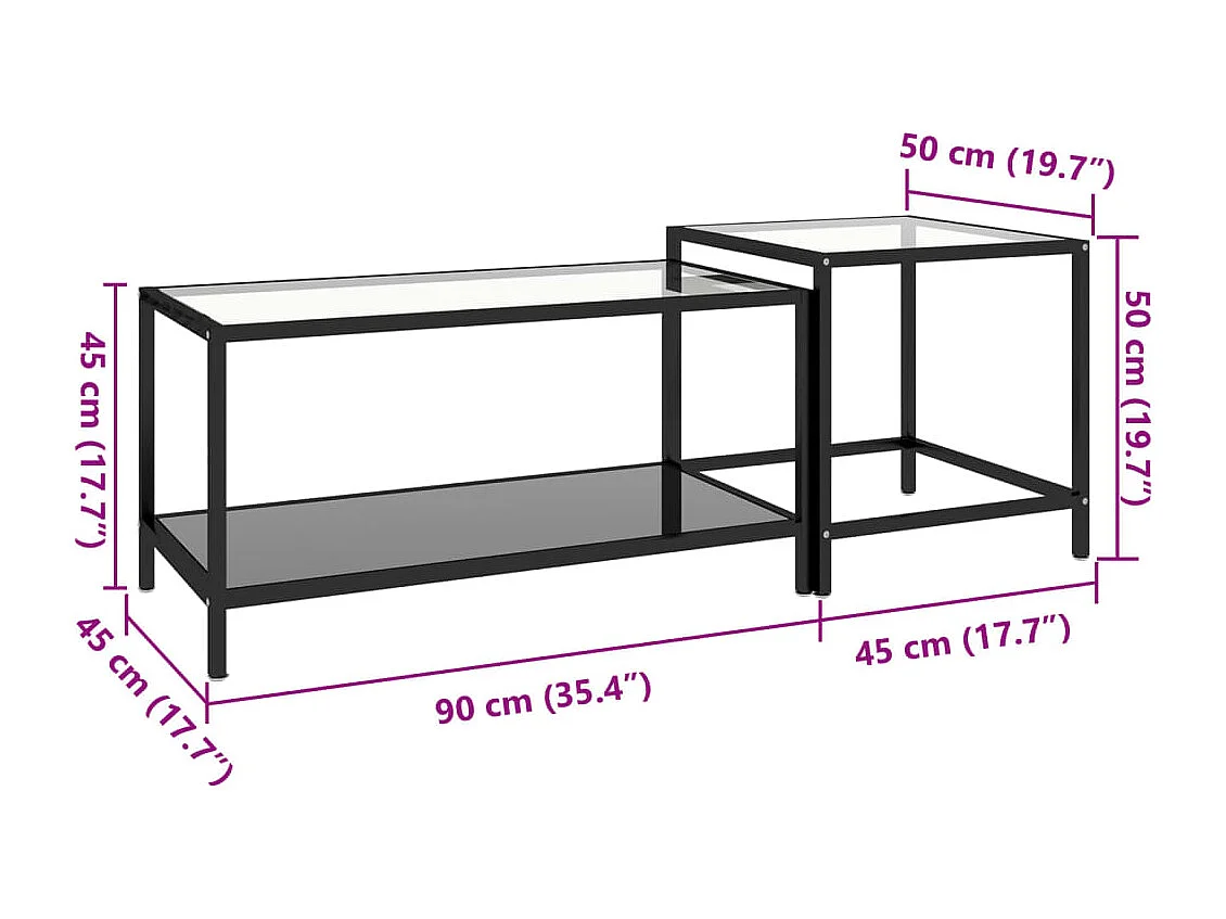 Beistelltische 2 Stk. Hartglas Schwarz