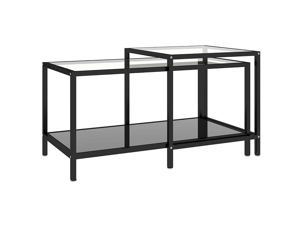 2-delige Salontafelset gehard glas zwart