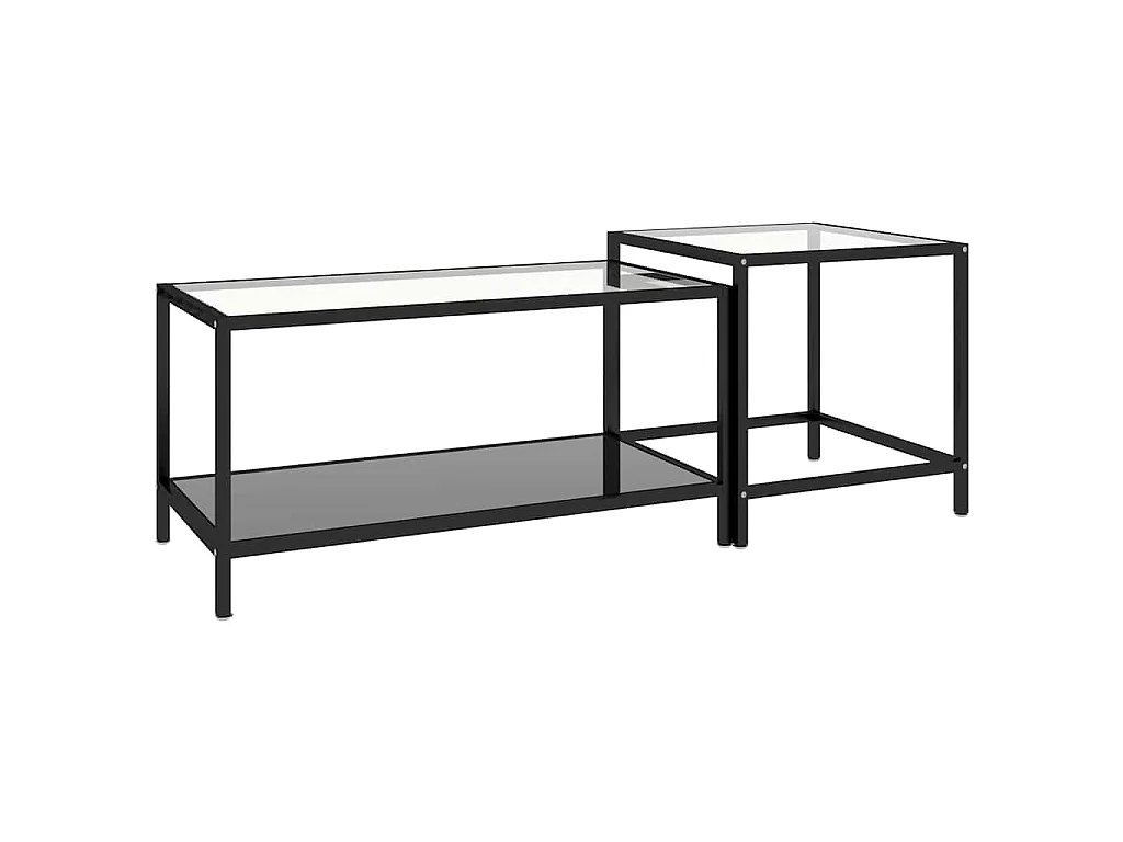 Tables à thé 2 pcs Verre trempé Noir