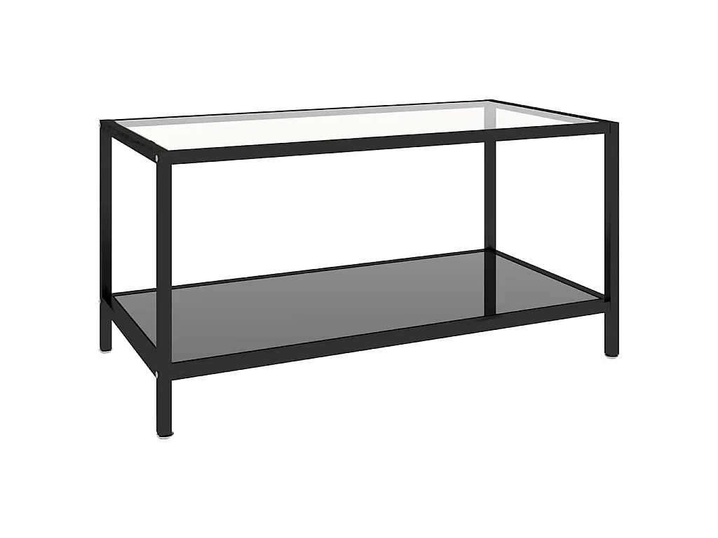 Tables à thé 2 pcs Verre trempé Noir