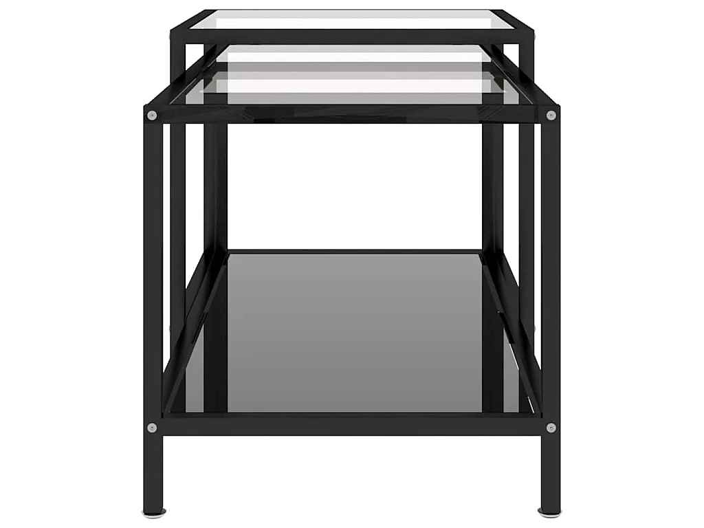 Tables à thé 2 pcs Verre trempé Noir