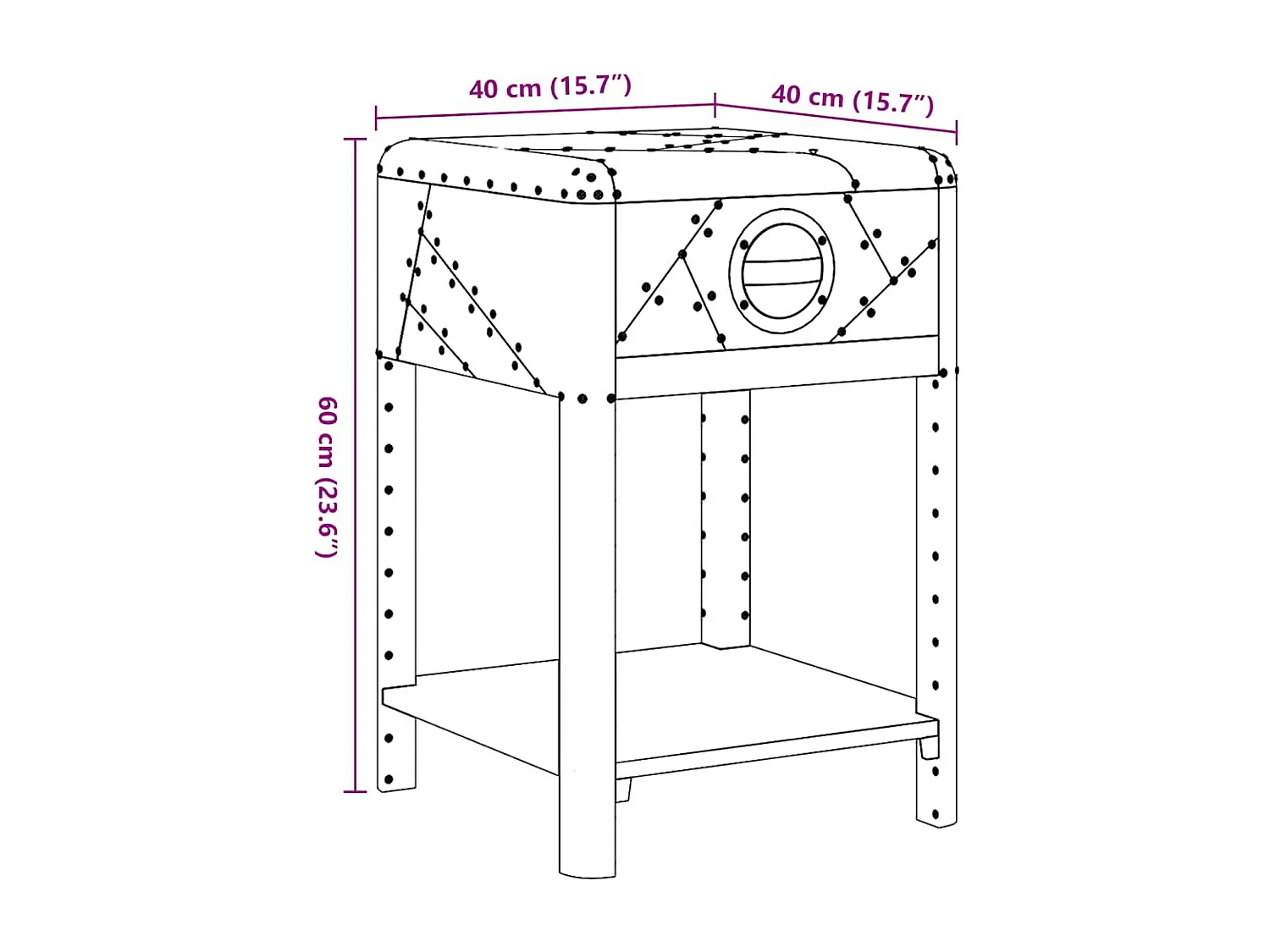 Table de coin avec 1 tiroir vintage Style d'aviation