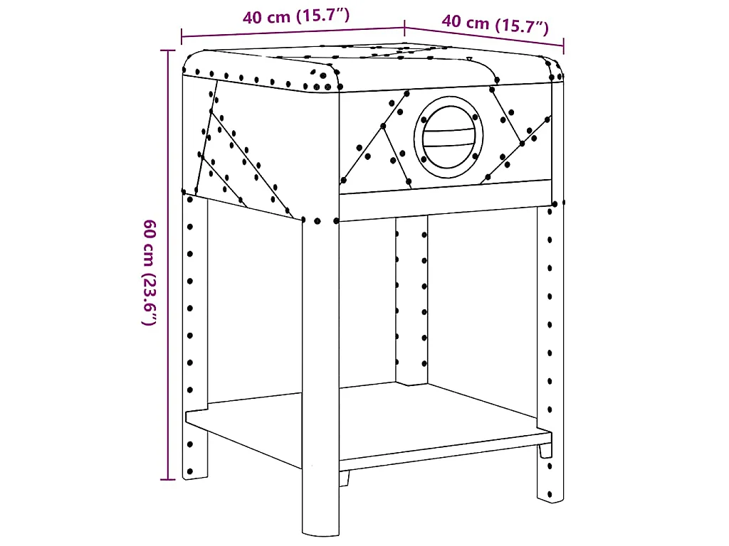 Bijzettafel met 1 lade vintage luchtvaartlook