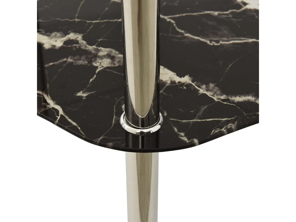 Table 2 niveaux Transparent et noir 38x38x50cm Verre trempé