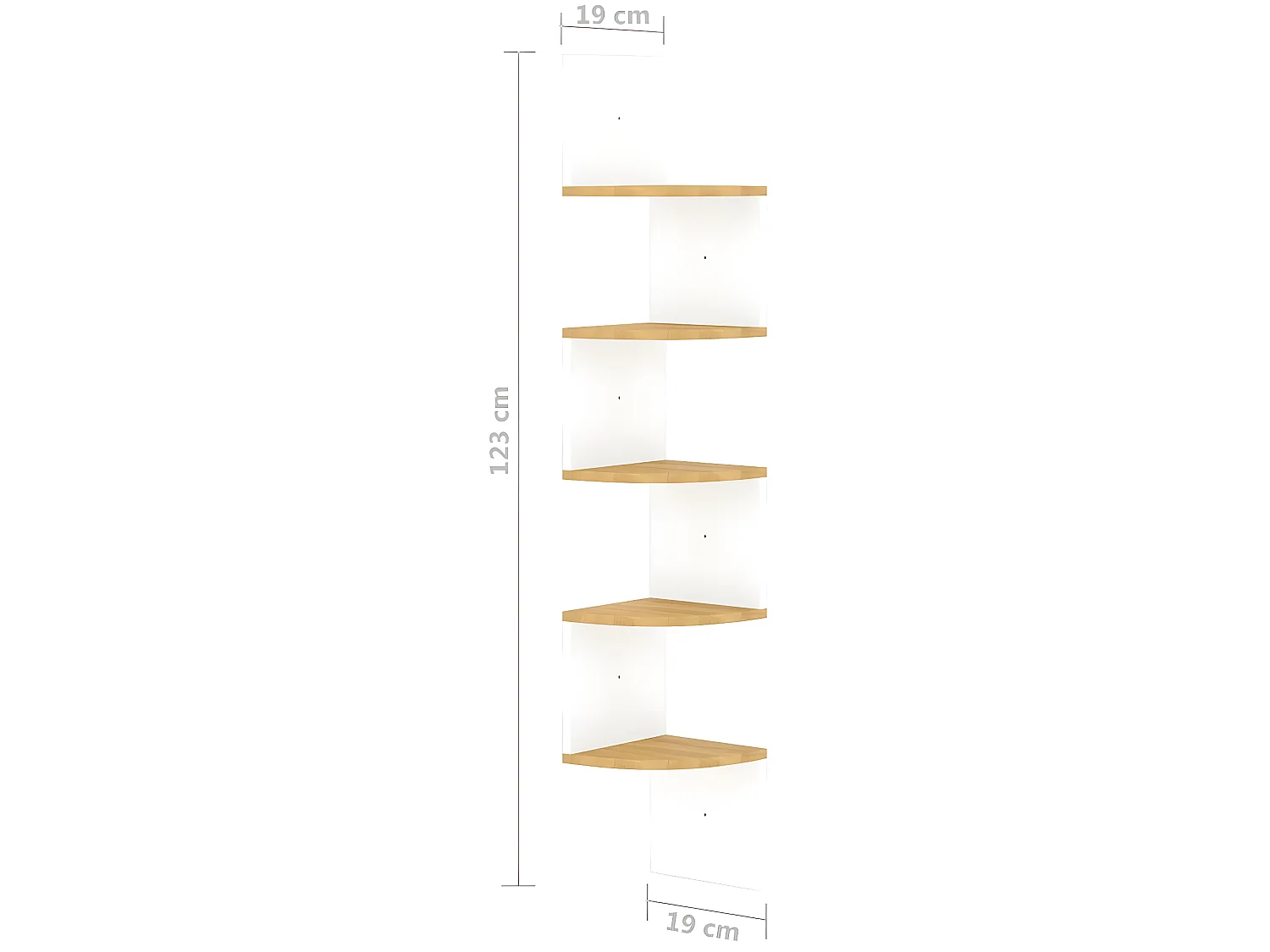 Hoekwandschap 19x19x123 cm bewerkt hout wit en sonoma eiken