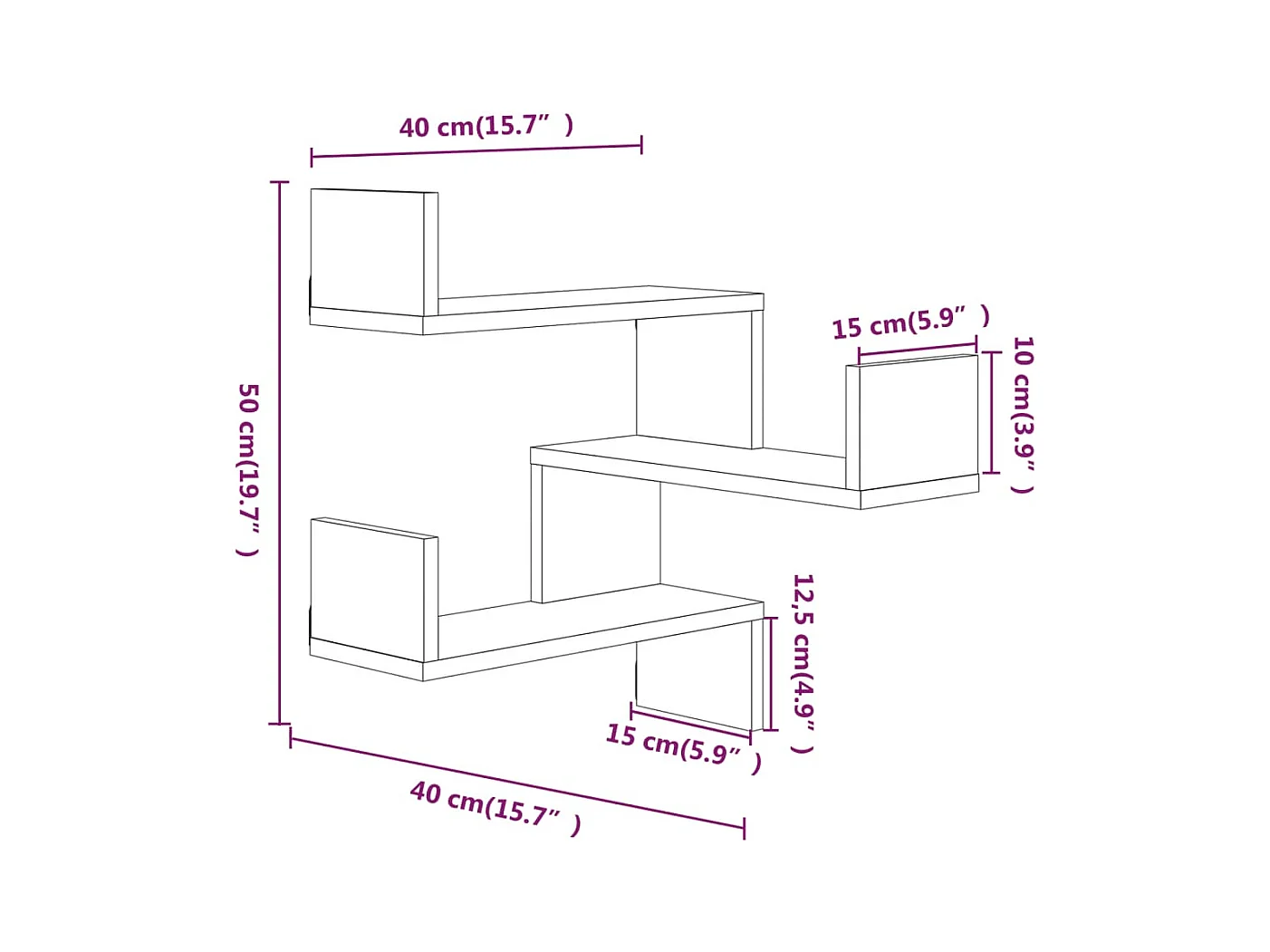 Estantería de esquina de pared gris Sonoma 40x40x50 cm
