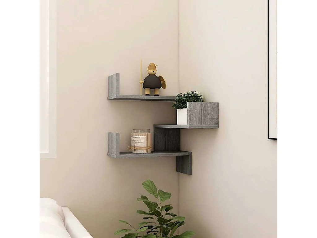 Étagère d'angle murale Sonoma gris 40x40x50cm Bois d'ingénierie