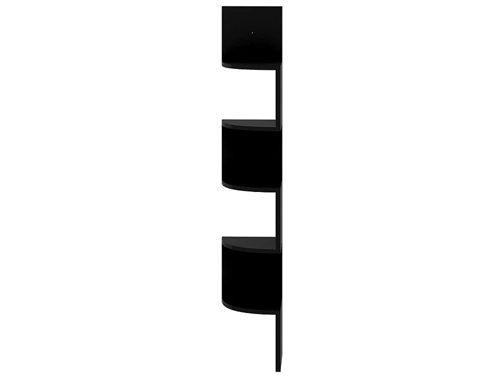 Étagère d'angle murale noir brillant 19x19x123 cm