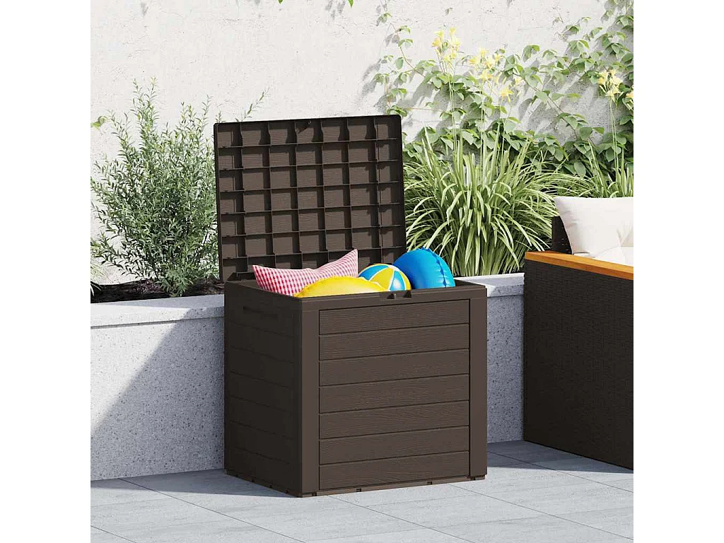 Caixa arrumação p/ jardim 58,5x46x55 cm polipropileno castanho