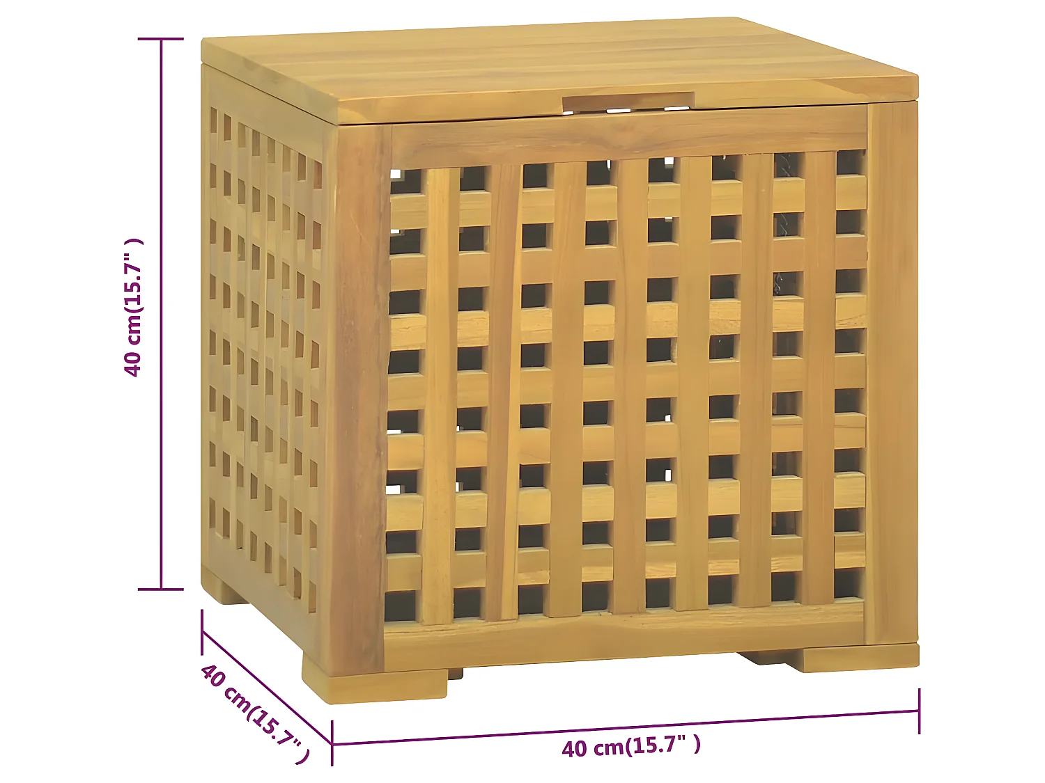 Boîte à corde 40x40x40 cm Bois massif de teck