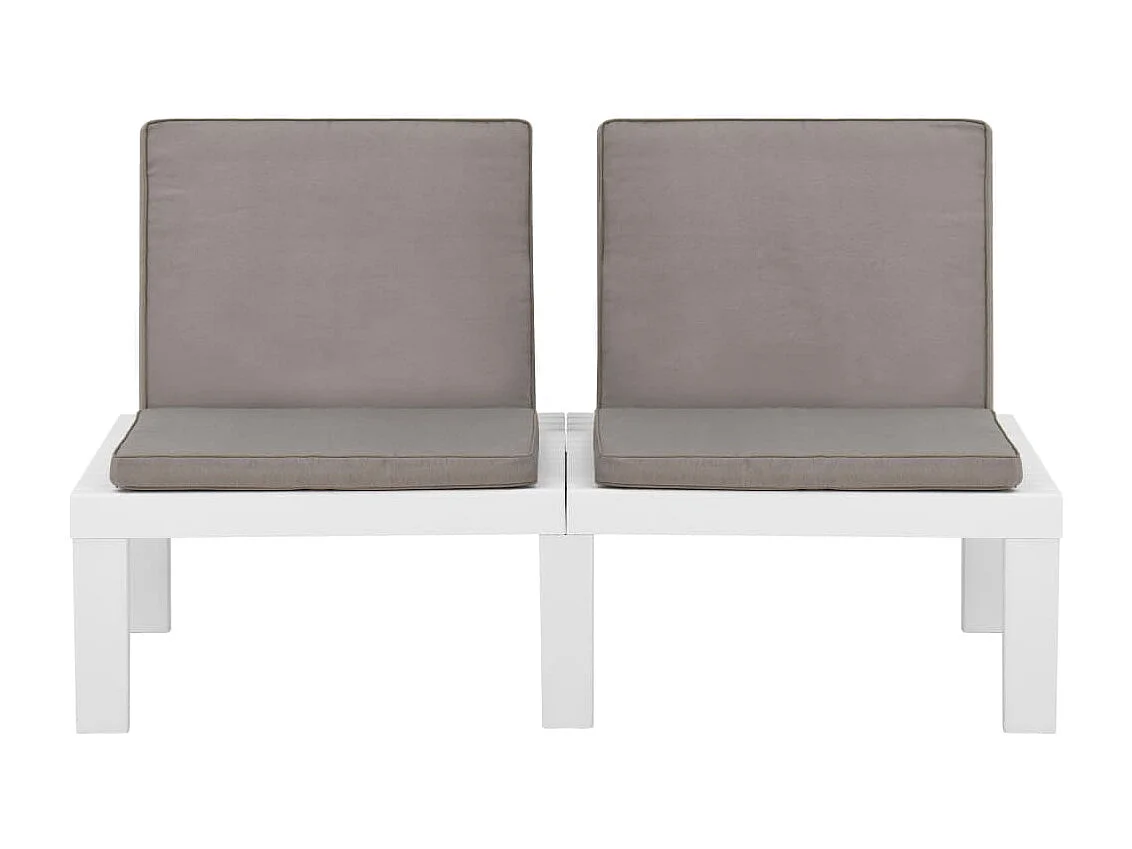 Banco lounge de jardim com almofadão plástico branco