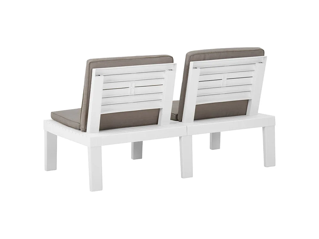 Banco lounge de jardim com almofadão plástico branco