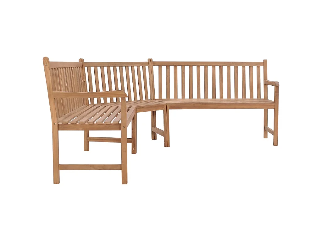 Banco de esquina de jardín madera maciza teca 185x185x90 cm