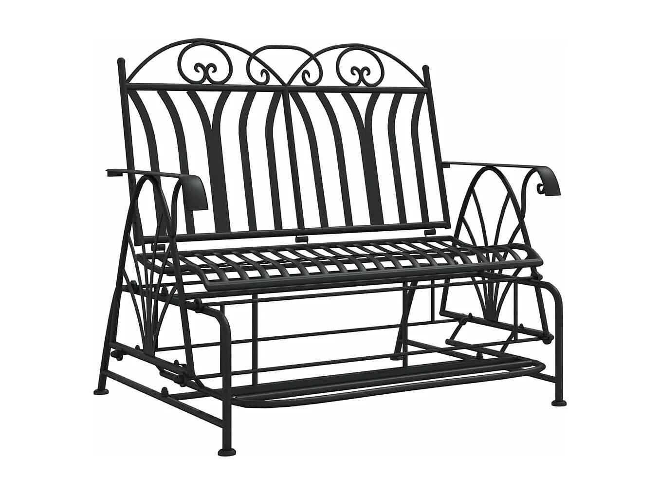 Banc coulissant 2 places 114 cm Noir Acier