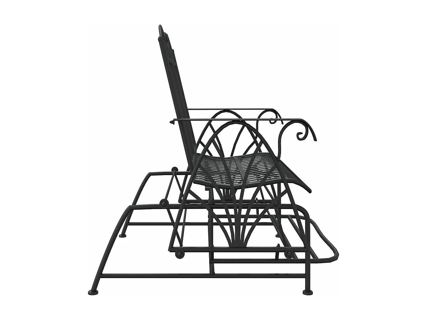 Banc coulissant 2 places 114 cm Noir Acier