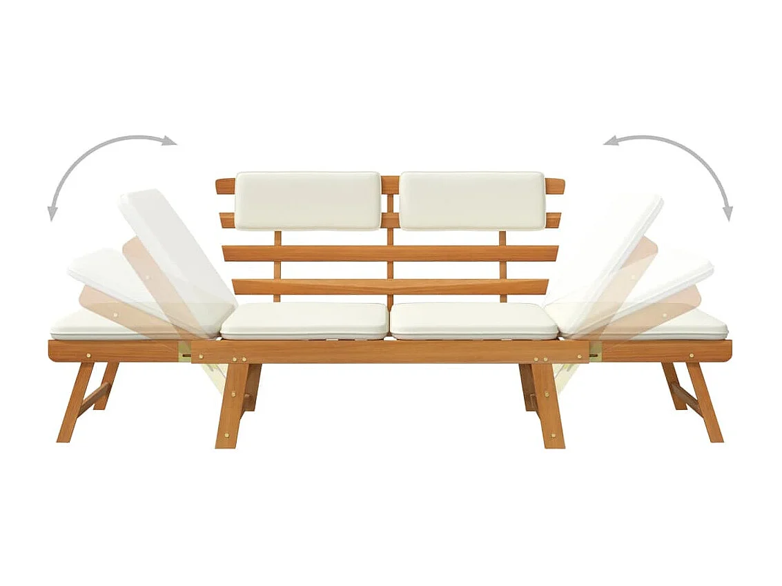 Banc de jardin avec coussins 2-en-1 190 cm Bois d'acacia massif