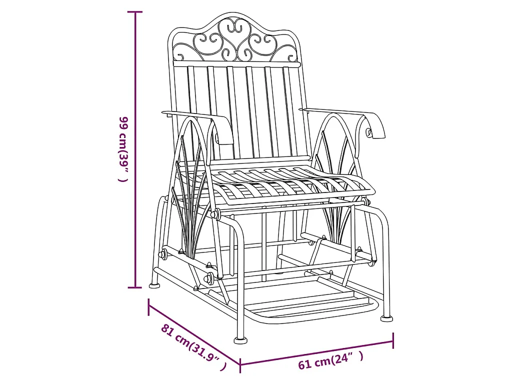 Panca Glider 61 cm Nera in Acciaio