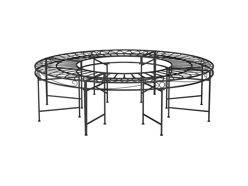 Banc circulaire tour d'arbre Ø160 cm Noir Acier