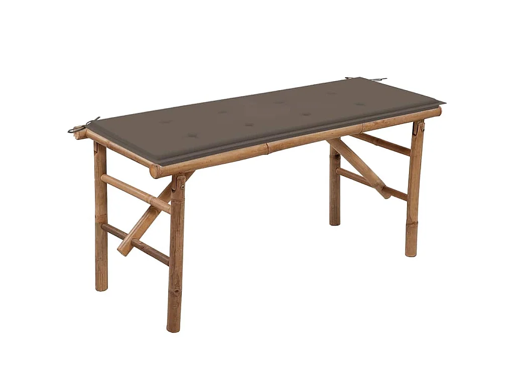 Banc de jardin pliable avec coussin 118 cm Bambou