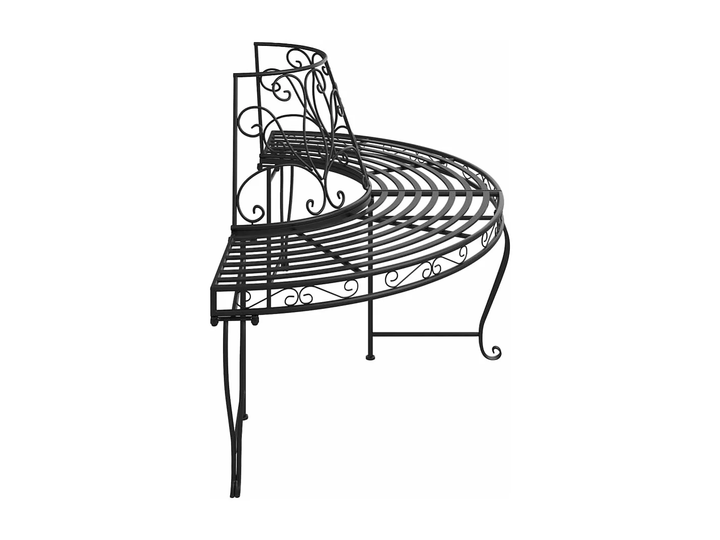 Panchina per Albero Semi Circolare Ø160 cm Nera in Acciaio