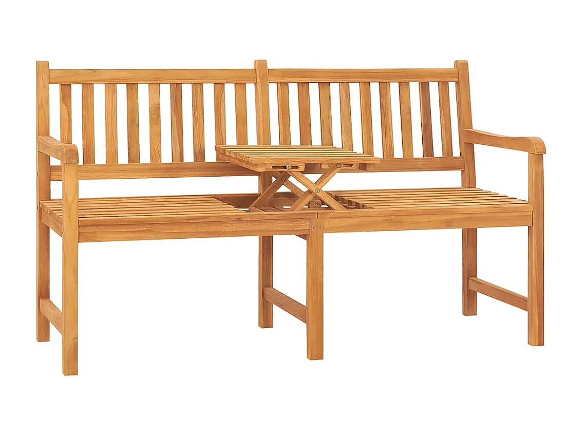 Panca Giardino 3 Posti con Tavolino 150 cm Legno Massello Teak