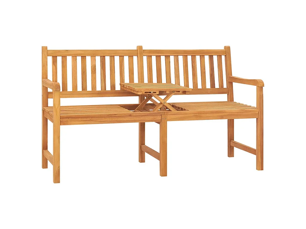 Banc de jardin 3 places avec table 150 cm bois de teck massif