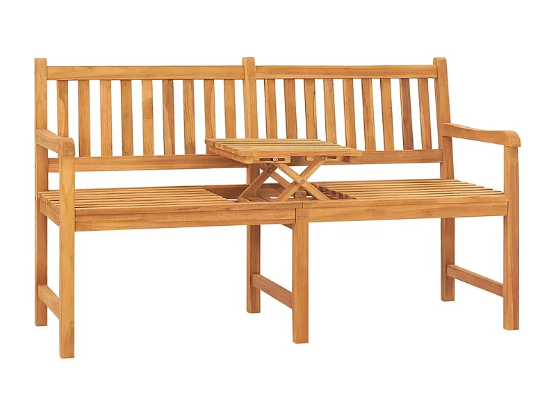 Banc de jardin 3 places avec table 150 cm bois de teck massif