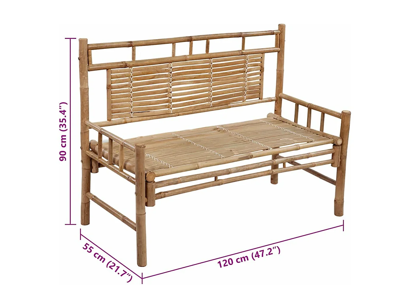 Banc de jardin avec coussin 120 cm Bambou
