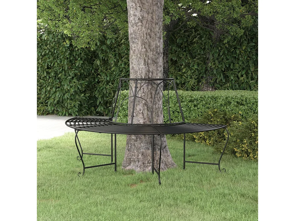 Baumbank Halbrund Ø159 cm Schwarz Stahl