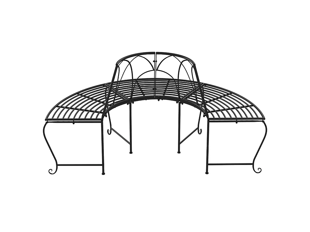Baumbank Halbrund Ø159 cm Schwarz Stahl