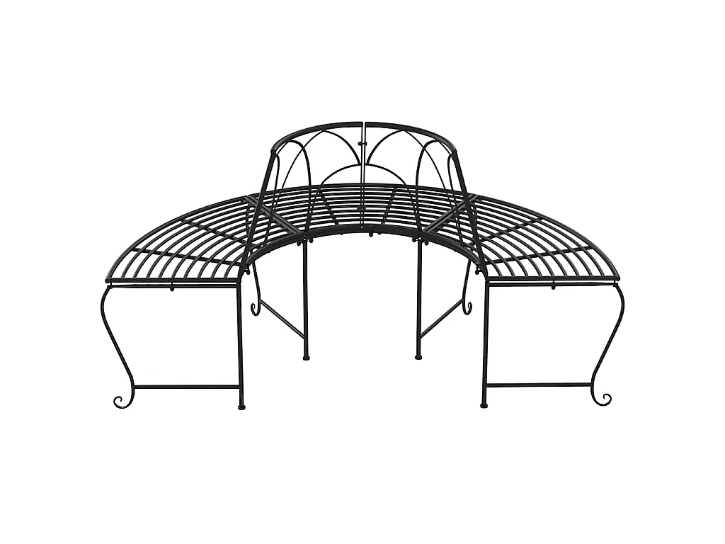 Banco de jardín semicircular de acero negro 159 cm