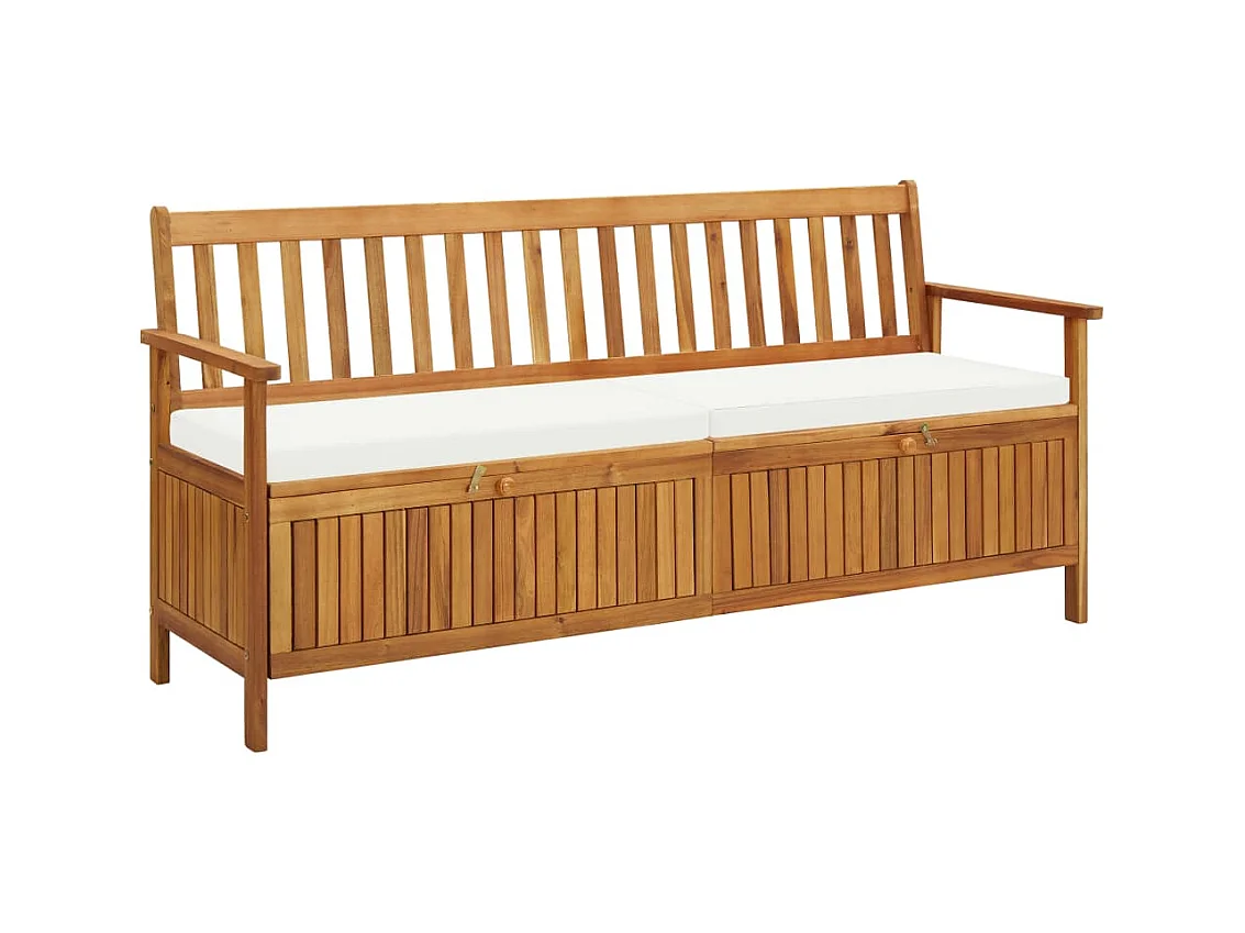 Sitzbank mit Stauraum und Sitzpolster 170 cm Massivholz Akazie