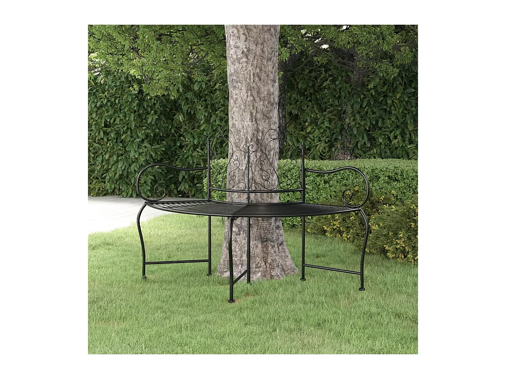 Banc tour d'arbre 150 cm Noir Acier