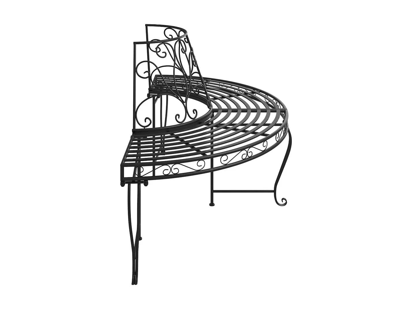 Banc demi-circulaire tour d'arbre lot de 2 Ø160 cm Noir Acier