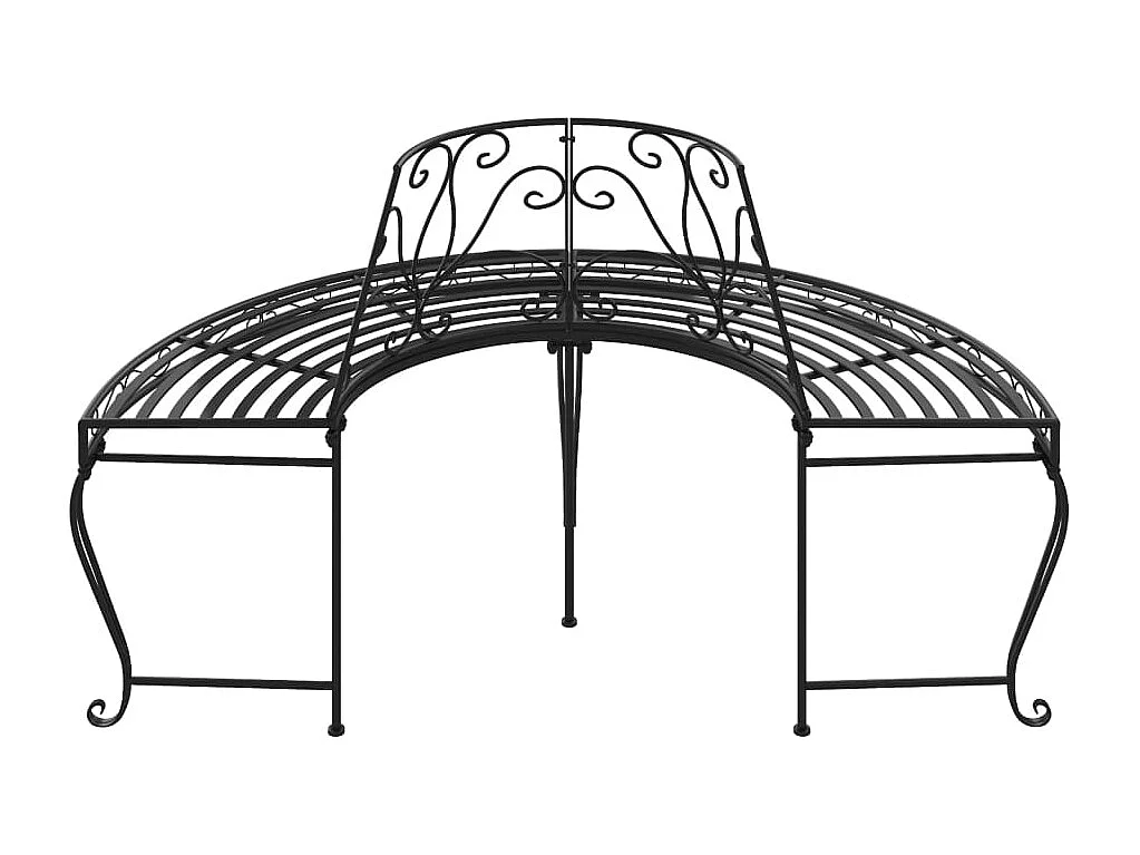 Banc demi-circulaire tour d'arbre lot de 2 Ø160 cm Noir Acier