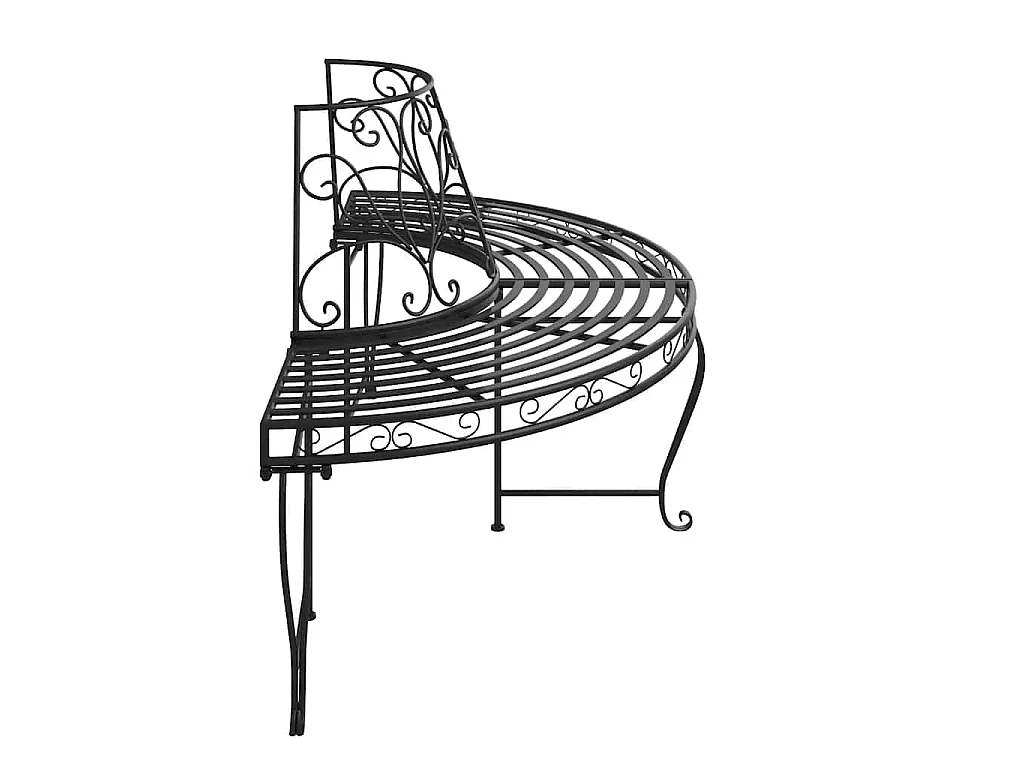 Banco de jardín semicircular 2 uds de acero negro 160 cm