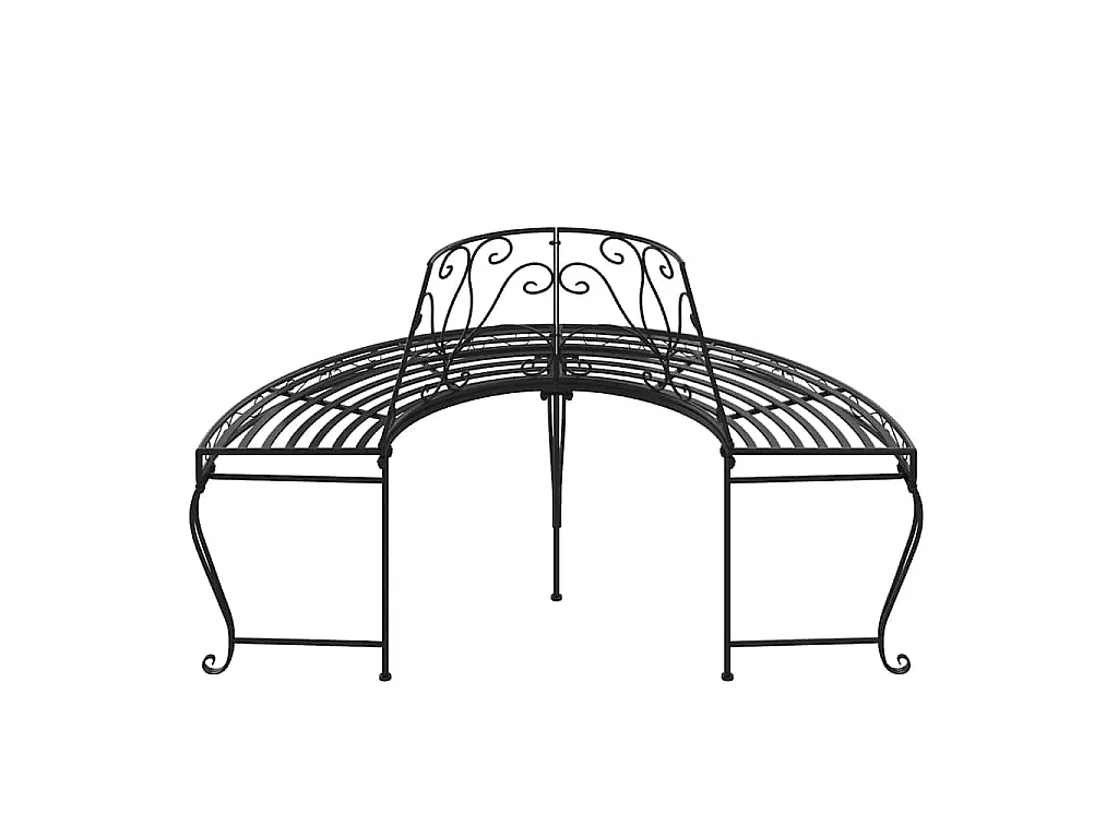Banco de jardín semicircular 2 uds de acero negro 160 cm