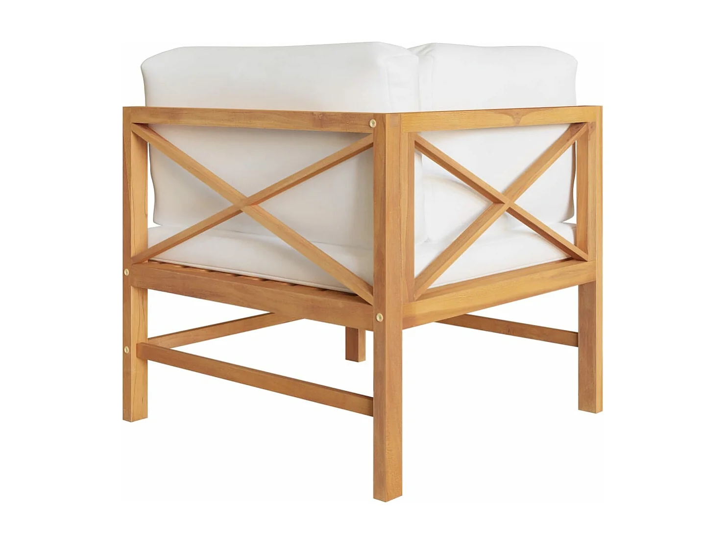 Panca da Giardino 2 Posti con Cuscini Crema Legno Massello Teak