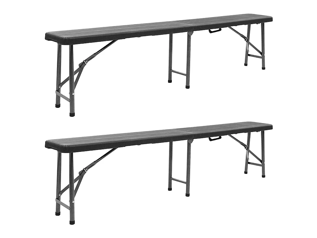 Klappbare Gartenbänke 2 Stk. 180 cm HDPE Schwarz