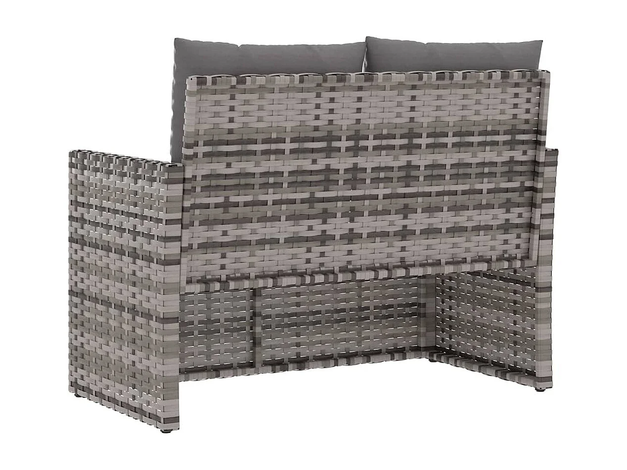 Tuinbank met kussens 105 cm poly rattan grijs