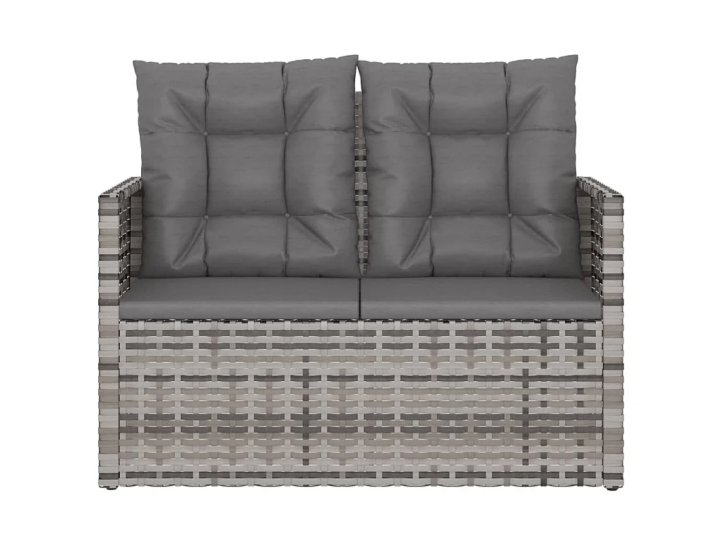 Gartenbank mit Kissen Grau 105 cm Poly Rattan