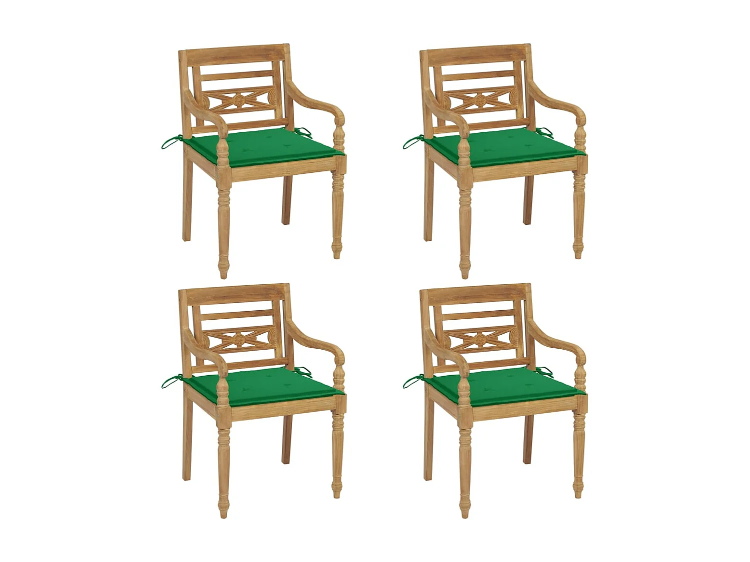 Cadeiras Batávia com almofadões 4 pcs madeira de teca maciça