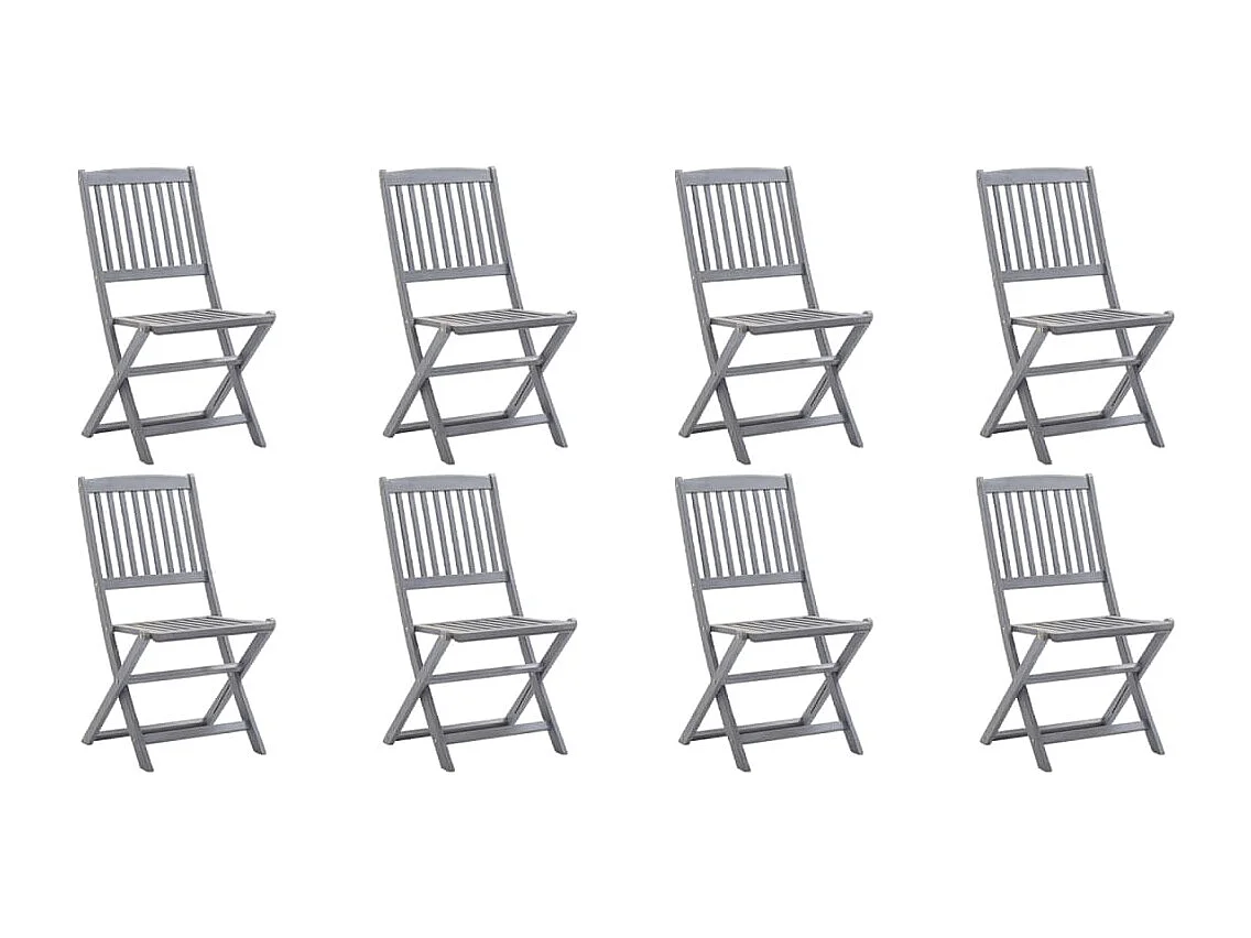 Cadeiras de exterior dobráveis 8pcs c/ almofadões acácia maciça