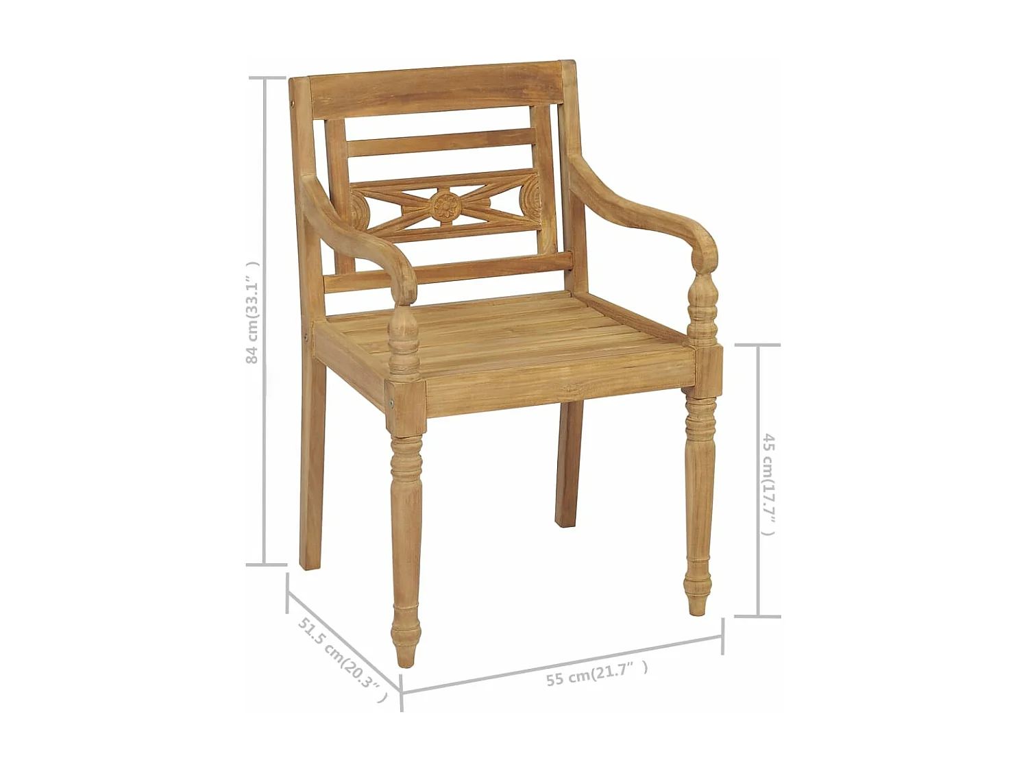 Sedie Batavia con Cuscini 6 pz in Legno Massello di Teak