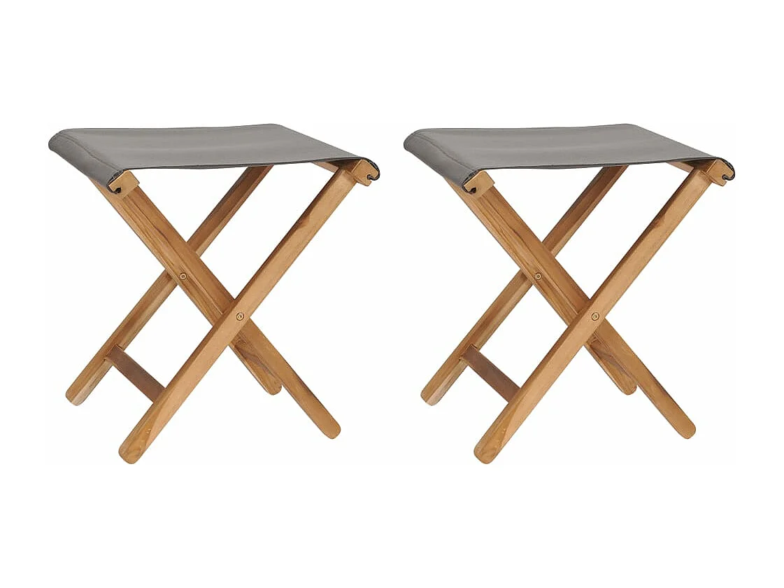 Sedie Pieghevoli 2 pz in Legno di Teak e Tessuto Grigio Scuro