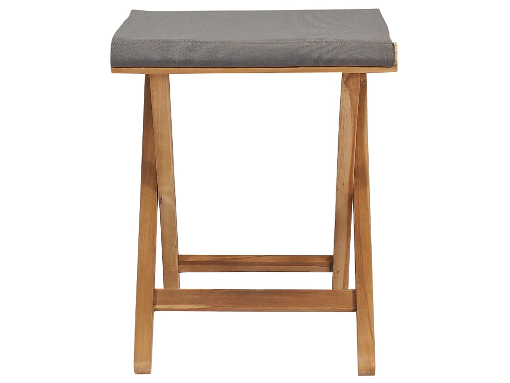 Chaises pliables lot de 2 Bois teck solide et tissu Gris foncé