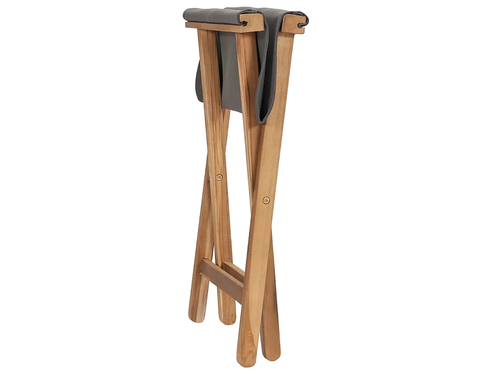 Chaises pliables lot de 2 Bois teck solide et tissu Gris foncé