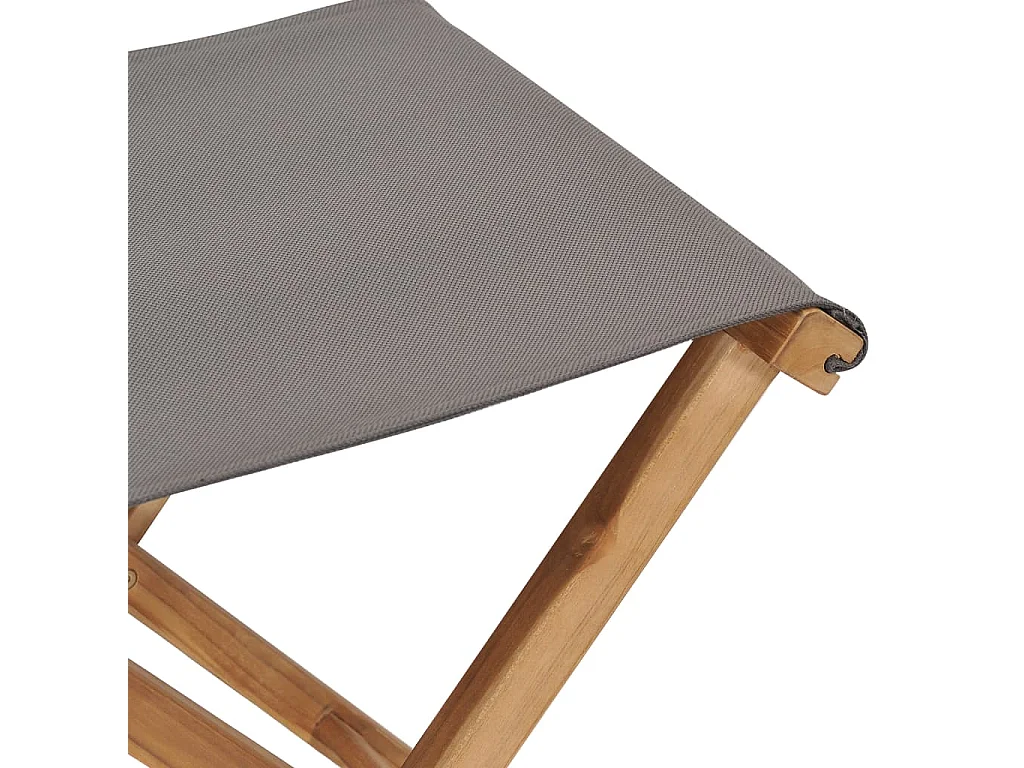 Chaises pliables lot de 2 Bois teck solide et tissu Gris foncé