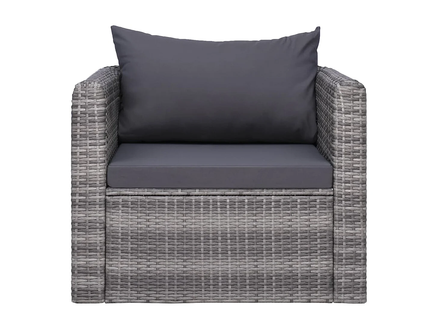 Chaise de jardin avec coussin et oreiller Résine tressée Gris